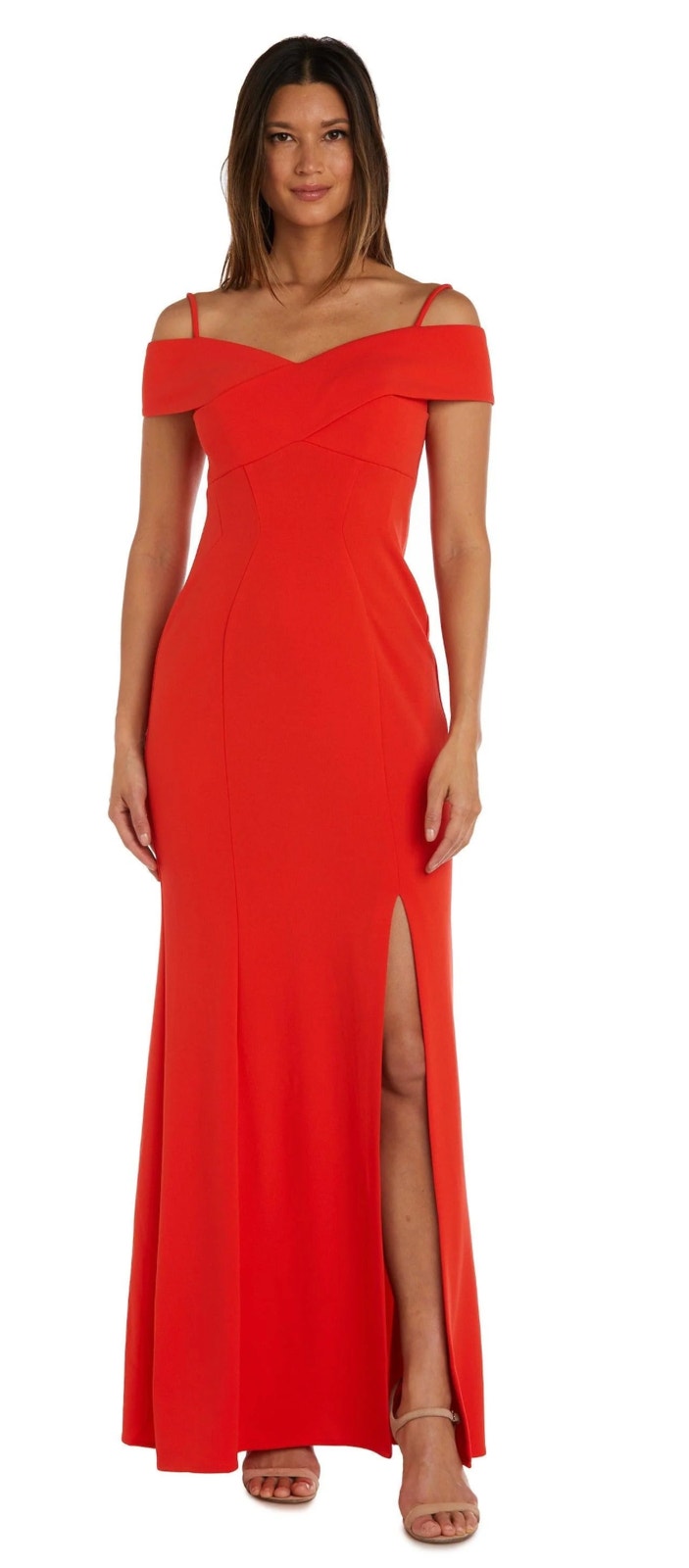Nightway Long Formal Evening Dress Womens 4 Orange New Flawed 21825
